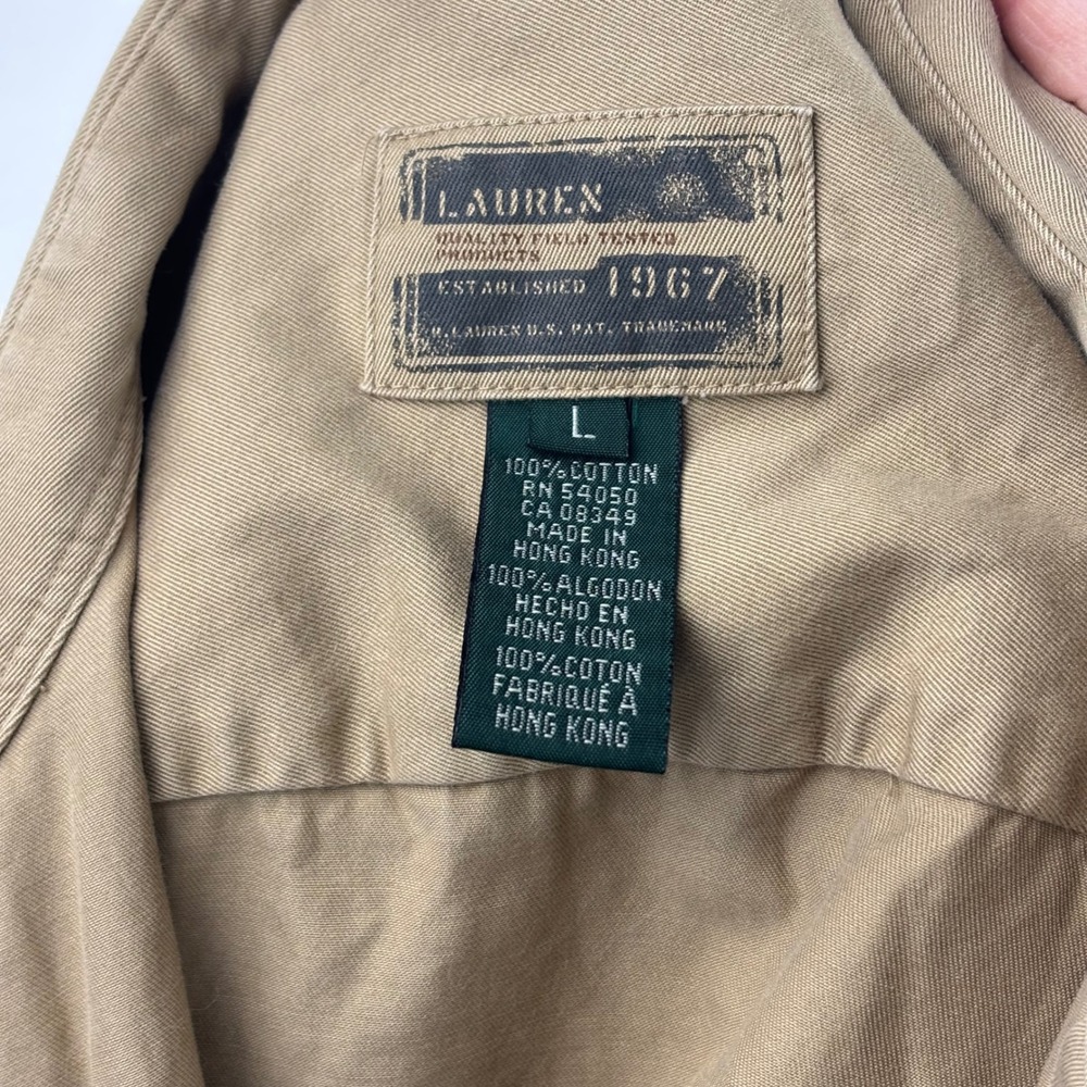 Lauren Ralph Lauren LRL VTG Sleeveless Top Tan Button Down Safari Vest Utility L - Picture 8 of 11